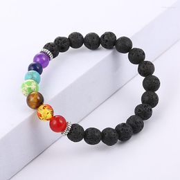 Strand Volcanic Stone Bracelet For Men Lava Wooden 8mm Beads Tibetan Buddha Wrist Chain Women Jewellery Bracelets