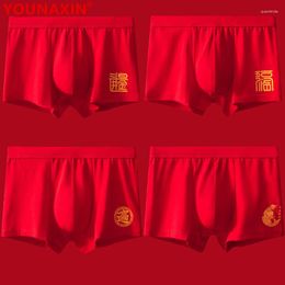 Underpants 2 Pcs Big Size Men Cotton Boxers Shorts Red Underwear Trunk Undies Boy Panties 2023 Year Gift 2XL 3XL 4XL 5XL 6XL