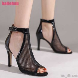 Dress Shoes Sexy Ladies Heels Sandals Ankle Boots For Women 2023 Fashion New In Female Peep Toe Lace Up Pumps Mesh Shoes Sandals Roman