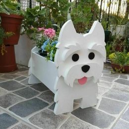 Planters Pots Garden Flower Pot Dog Planter Schnauzer Bulldog Poodle Corgi Yorkshire Garden Pots DIY PVC Flower Planter Garden Home Decor 230508