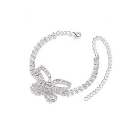 Women Fashion Silver Color Butterfly Anklet for Women Rhinestone Crystal Foot Bracelets Boho Beach Sandals Barefoot Jewelry