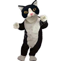 High Quality Black & White Cat Mascot Costumes Cartoon Character Outfit Suit Xmas Outdoor Party Outfit Adult Size Promotional Advertising Clothings