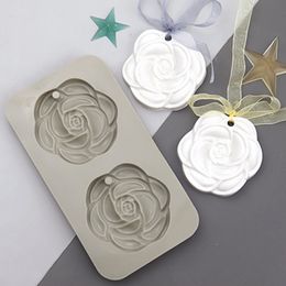 50Pcs/lot Camellia Flower Silicone Mould Aromatherapy Gypsum Wax Scented Sachet Drip Glue Mold Handicrafts Gift Home Decoration