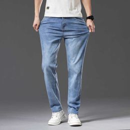 Men's Jeans Plus Size 40 42 44 Summer Men Loose Light Blue Thin Jeans Business Fashion Denim Stretch Straight Trousers Blue Male Brand Pants Z0508