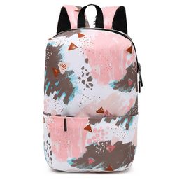 Backpacking Packs Casual Oxford Women's Backpack Black/blue/purple/pink/gray/Lotus Colour Printing Men's Travel Beach Bag Cell Phone Pocket Latest P230508