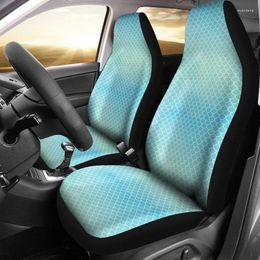Car Seat Covers Mermaid Watercolor Light Blue And Green Scale Pattern Ocean Theme Accessories Set Universal Fit Bucket Seats