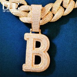 Pendant Necklaces CUC Double Layer Initials Letter Iced Out CZ Zircon Hip Hop Necklace For Men Women Chain Customised Jewellery Single A Z 230506