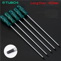 Screwdrivers 400mm Long Middle Hole Hex Torx Screwdriver Set Magnetic Screw Drive Screwdriver T15 T20 T25 T27 T30 Hand Repair Tools 230508