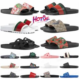 Designer Slippers For Women Mens Slides Floral Brocade Flats Gear Bottom Tiger Snaker Ace Bee Flop Flip Canvas green Casual Fashion Beach Shoes Sandal 48xG#