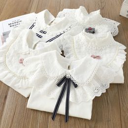 T-shirts Spring and Autumn Girls Basic Shirts Cotton Kids Tops White T shirt for 6M-5 Years Long Sleeve Baby Girl Clothes DQ957 230508