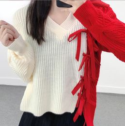 419 2023 Runway Summer Brand SAme Style Sweater Long Sleeve Pullover Crew Neck Apricot Striped Fashion Clothes High Quality Womens yuecheng