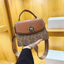 50% off factory online Autumn Fashion Trend Handbag Small Square Bag Camellia Wide Shoulder Strap Single Daily Crossbody