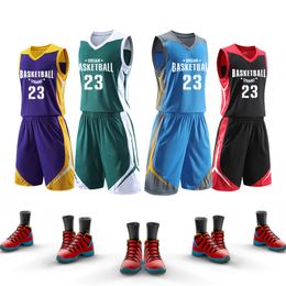 Running Sets Wholesale Custom Basketball Jerseys Breathable Basketball Wear 100% Polyester Basketball Shirts Uniforms For Men's LQ837 230508