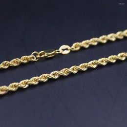 Chains Au750 Real 18K Yellow Gold Chain Necklace 50cm/20inch Stamp For Women 3mm Rope Link