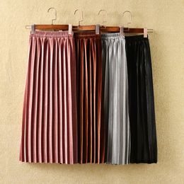 Skirts Girls Velvet Pleated Long Skirt Spring Autumn Children's Cotton Casual Loose Elastic Waist Skirts WT773 230508
