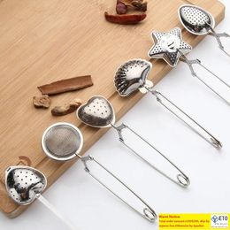 Stainless Steel Strainer Spoon Seasoning Infuser 6 styles Star Shell Oval Round Heart Shape Strainer Tea ware