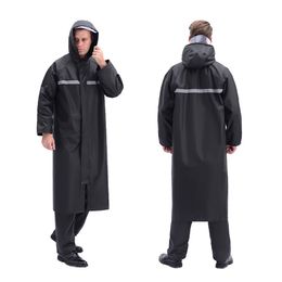 Пейнкота водонепроницаемые мужчины - длинная дождевая куртка легкая дождевая одежда, отражающая многоразовое использование с капюшоном