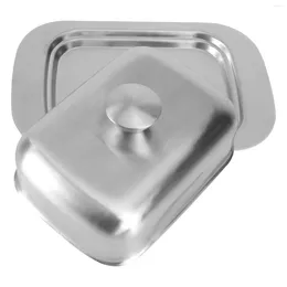 Dinnerware Sets Rectangle Tray Butter Box Small Ceramic Plate Seasoning Airtight Keeper