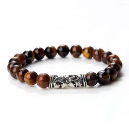 Strand Men's Lucky Prayer Beads Bracelets Women Charm Black Lava Tiger Eye Stone Couples Distance Bangles Yoga Jewellry Gifts