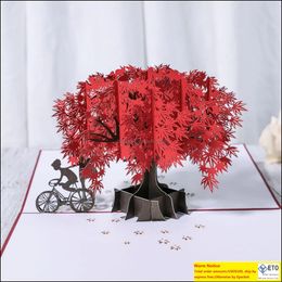 Greeting Cards 3D Anniversary CardPop Up Card Red Maple Handmade Gifts Couple Thinking Of You Wedding Party Love Valentines Day Drop Dhrbt