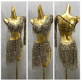 Stage Wear Style Competition Latin Dance Dress Costume Leopard Dancewear Ladies Dresses Sexy For Women