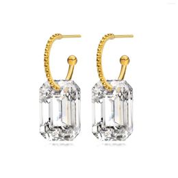 Hoop Earrings Open Beaded Earring Square Glasss Huggie Drop For Women Simple Fashion Statement Jewelry