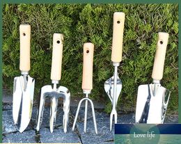 Gardening Wooden Handle Stainless Steel Tool Set Hand Shovel Loose Fork Trident Rake Stainless Steel Weeding Machine