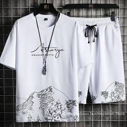 Men's Tracksuits Summer Mens T-shirt Shorts Set Suit 2 Piece Outfit Man Clothing Casual T-shirts Jogging Men Tracksuit Fashion Sport