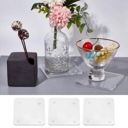 Table Mats Transparent Rounded Corner Small Protection Drink Bar Acrylic Cup Mat Kitchen Supplies