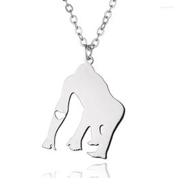 Pendant Necklaces Elfin 2023 Trendy Gorilla Stainless Steel Necklace High Quality Chimpanzee Heart Women Jewellery Gift