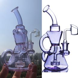 Pink Bule Recycler Hookah Bubbler Glass Bong Pipes Thick Oil Dab Rigs Water Pipe Smoking Accessory with 14mm Joint