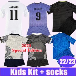 2023 Modric Hazard Kids Kit Soccer Jerseys 22 23 KROOS MODRIC ASENSIO Away Away Edition Special Suit de futebol camisetas de futebol