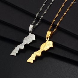 Pendant Necklaces Anniyo Maroc Map & Cities Name Necklace Gold Color Jewelry For Women Men Morocco #236721