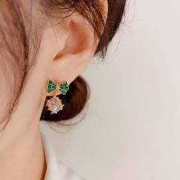 Stud Earrings Korean Autumn Winter Style Temperament Small And Fresh Butterfly Knot Ball Delicate Sweet Silver Needle