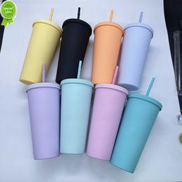 720ml Straw Cup with Lid Coffee Cup Reusable Cups Plastic Tumbler Cup Frosted Coffee Mug Water Bottle Drinkware Dropshipping