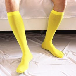 Men's Socks Casual Men Fashion Harajuku Streetwear Hip Hop Neon Green Orange Nylon Unisex Funny Cute Knee High Long Sock