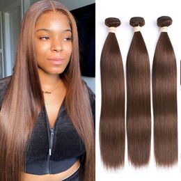 Hair Bulks Brown Straight Bundles Brazilian Human 2/3/4 Dark Extensions Natural Colour 230508