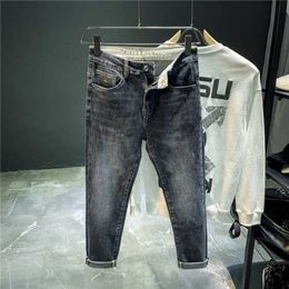 Men's Jeans Spring Autumn Korean Clothes Slim Retro Harajuku Fashion Casual Designer Denim 90s Streetwear Boyfriend Blue Men's Jeans Pants Z0508