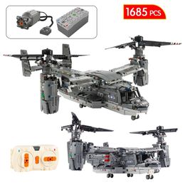 Blocks 1685 Pcs City Military Fighter RC Aircraft WW2 Building Block Remote Control Bricks Airplane Toys for Boys Gift 230506