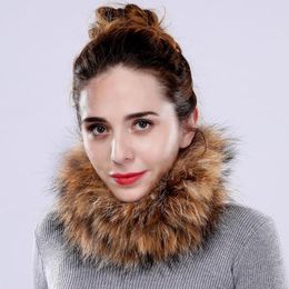 Scarves Women Real Raccoon Fur Scarf Fashion Knitting Natural Muffler High Elasticy Neck Warmer Casual Headband