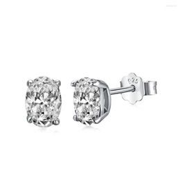 Stud Earrings WPB S925 Sterling Silver Women Oval Diamond Female Bright Zircon Luxury Jewelry Girl's Holiday Gift Party