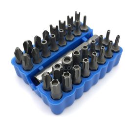 Screwdrivers 33pcs Security Bit Set with Magnetic Extension Bit Holder Tamper Proof Torq Torx Hex Star Screwdriver Bits Set 230508