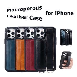 Premium PU Leather Phone Case for iPhone 14 13 12 Pro Max Anti-Slip Card Slot Wallet Case for Smartphone Protective Cover with Wristband in Opp Bag