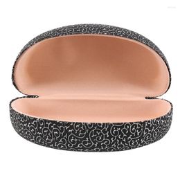 Jewelry Pouches Large Clamshell Filigree Embossed Hard Sunglasses Case Black&Silver