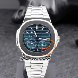 40mm 5712/1 5712/1A-001 Automatic Mens Watch Power Reserve D-Blue Texture Dial Phase Moon Stainless Steel Bracelet Gents New Sport Watches Timezonewatch E262