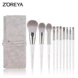 Makeup Tools ZOREYA Silver 10-14 pieces makeup brush set cosmetics eye shadow brush mixed with powder blusher lipstick highlighter makeup brush tool 230506