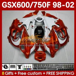 Body For SUZUKI KATANA GSX600F GSXF600 GSXF750 GSXF 600 750 CC 98 99 00 01 02 169No.5 600CC 750CC GSX750F GSXF-600 GSXF-750 1998 1999 2000 2001 2002 Fairing white orange