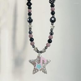 Pendant Necklaces Harajuku Jewellery DIY Star Bead Necklace Kawaii Accessories Note Chokers For Women Y2K Charm Goth Vintage