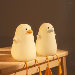 Night Lights Cute Duck Rechargeable Patting Switch Creative Led Lamp Baby Child Decoration Home Bedroom Bedside Table Lamps