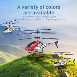 ElectricRC Aircraft 3.5 USB charging helicopter through alloy remote control aircraft wireless RC aircraft toy with LED lights children's birthday gift 230506